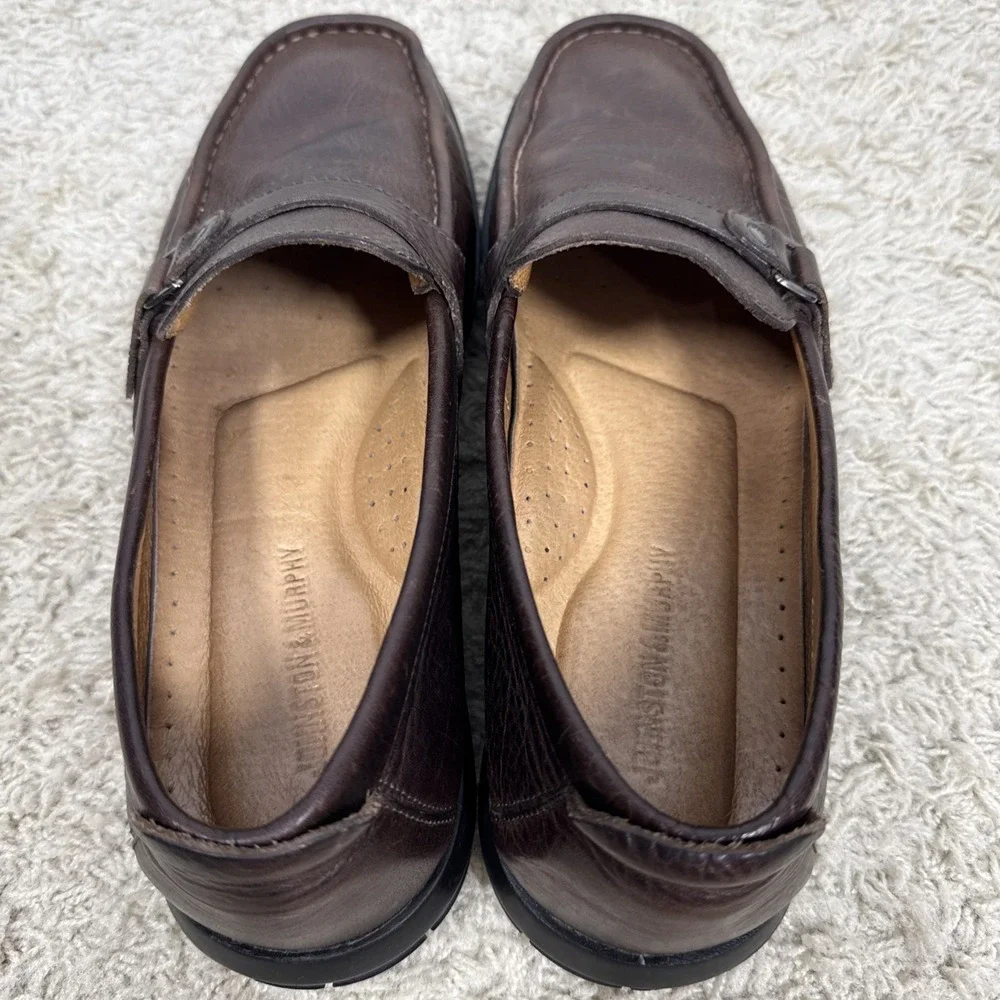 Johnston & Murphy Cort Bit Brown leather Slip On Driving Loafer Moccasin Sz 9.5M